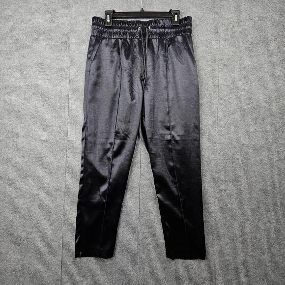 Cinq à Sept Pants Womens Medium Satin Drawstring Tapered Leg Dressy Comfort Navy - Picture 1 of 9